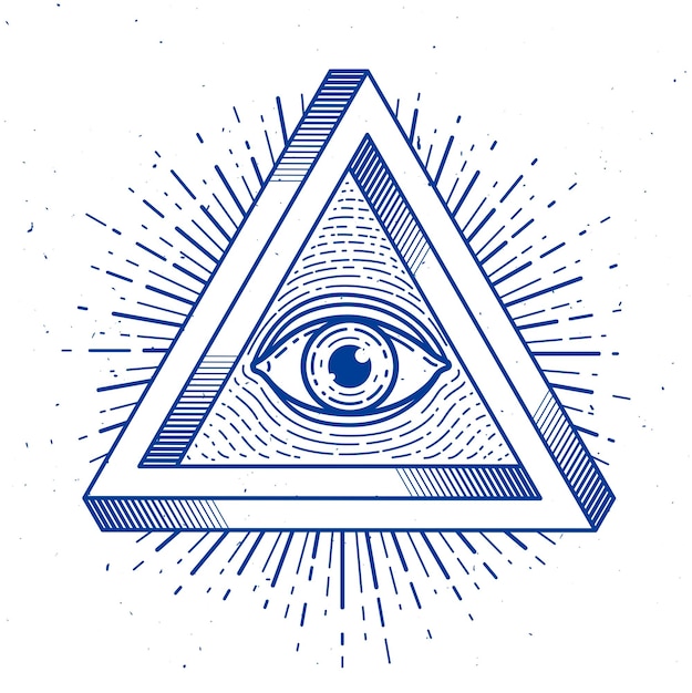 Tous Voient L'oeil De Dieu Dans Le Triangle De La Géométrie Sacrée, Le Symbole De La Maçonnerie Et De L'illuminati, Le Logo Vectoriel Ou L'élément De Conception De L'emblème.