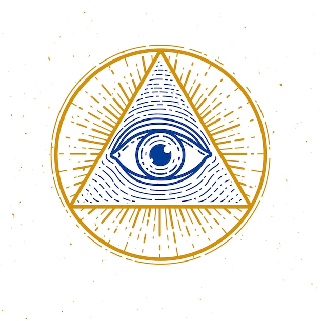 Tous Voient L'oeil De Dieu Dans Le Triangle De La Géométrie Sacrée, Le Symbole De La Maçonnerie Et De L'illuminati, Le Logo Vectoriel Ou L'élément De Conception De L'emblème.