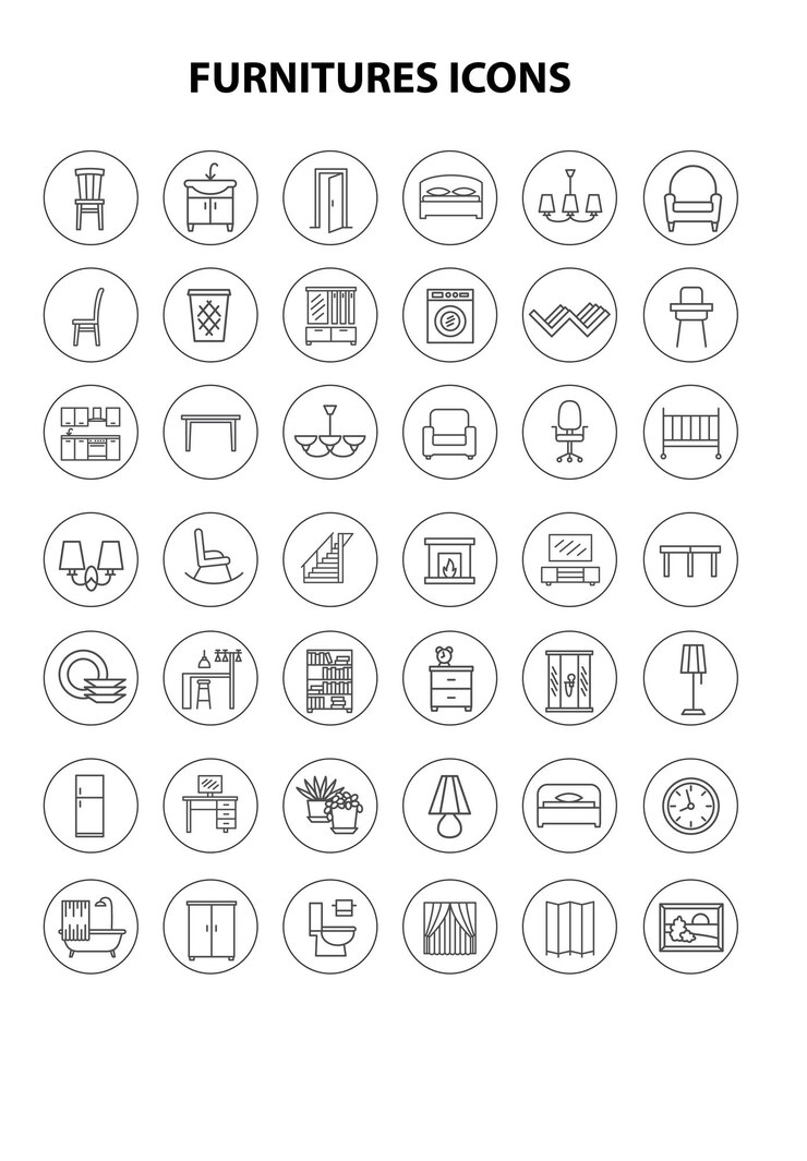 Vecteur toutes les icônes de meubles