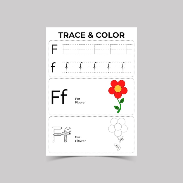 Traçage des lettres ou de l'alphabet et feuille de travail imprimable en couleur pour les enfants d'âge préscolaire et la maternelle
