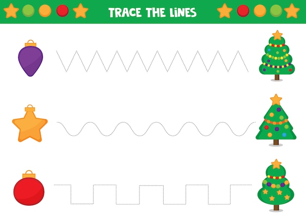 Traçage Des Lignes Avec Des Boules De Noël Et Sapin.