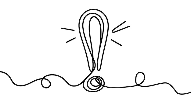 Traçage linéaire continu du point d'exclamation Traçage d'un point d'acclamation par une ligne