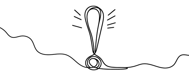 Traçage linéaire continu du point d'exclamation Traçage d'un point d'acclamation par une ligne