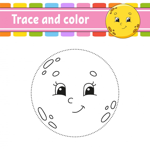 Trace Et Couleur. Coloriage Pour Les Enfants.