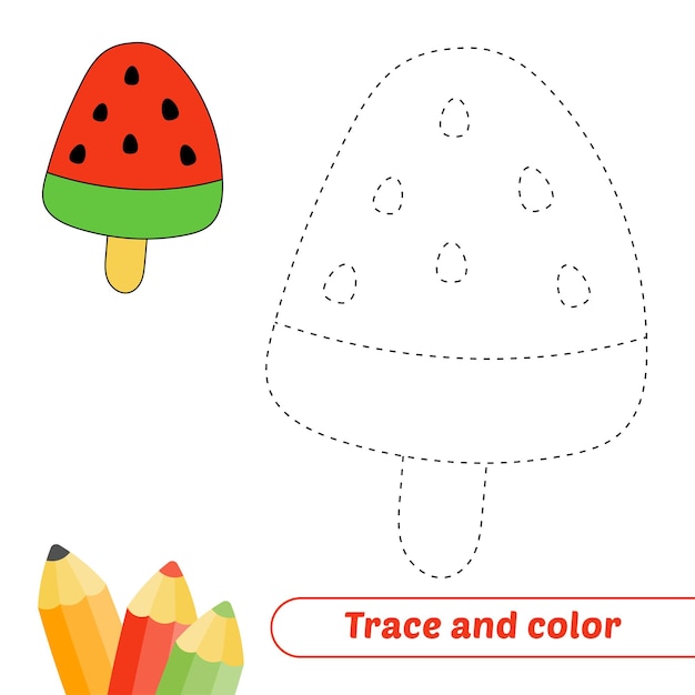 Trace et couleur pour le vecteur de crème glacée pour enfants