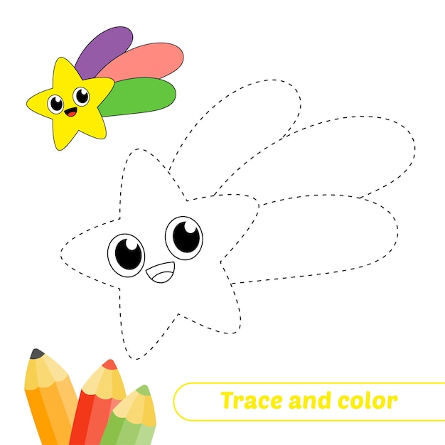 Trace et couleur pour le vecteur étoile des enfants
