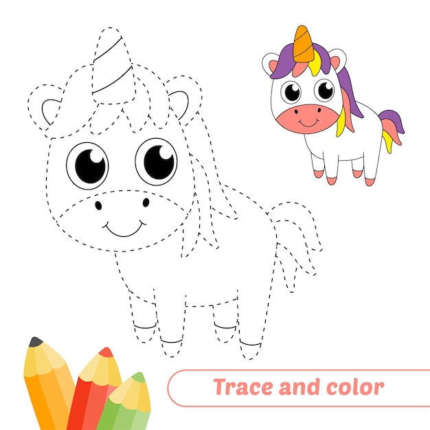 Trace et couleur pour vecteur de licorne pour enfants