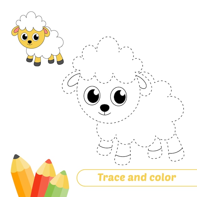 Trace et couleur pour le vecteur de moutons enfants
