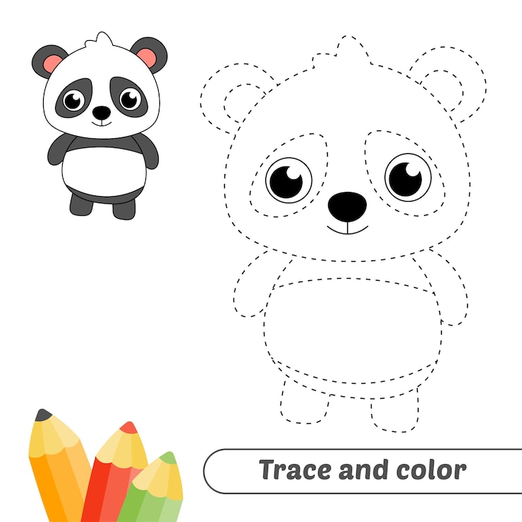 Vecteur trace et couleur pour le vecteur panda enfants