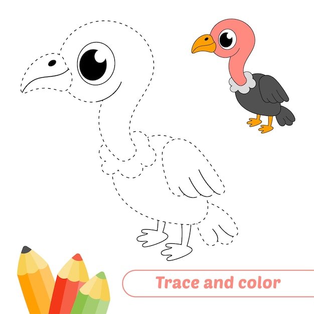 Trace Et Couleur Pour Vecteur De Vautour Enfants