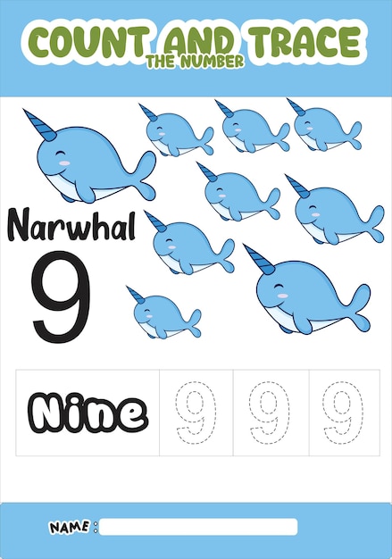 Trace De Numérotation Et Couleur Narval .pour Les Enfants.