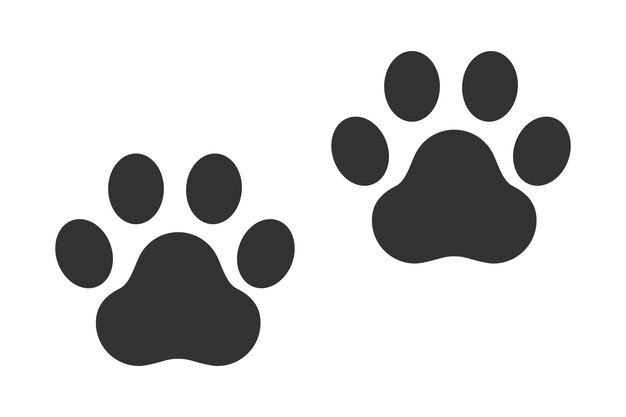 Vecteur trace de patte d'animal trace de paume de chat de chien de vison de lion de tigre d'ours illustration d'icône noire vectorielle