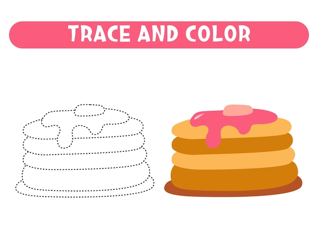 Tracer Et Colorer Le Gâteau Feuille De Travail Pour Les Enfants