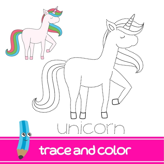 Tracer Et Colorier La Licorne