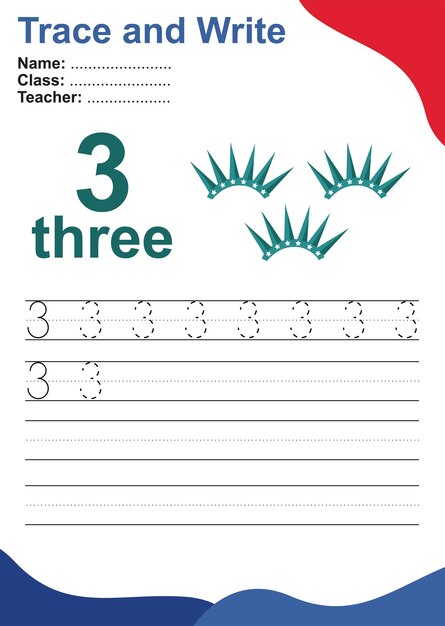 Tracer et écrire le nombre pour les enfants Exercice pour les enfants pour reconnaître le nombre Fichier vectoriel