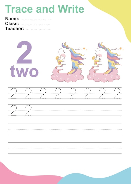Tracer et écrire le nombre pour les enfants Exercice pour les enfants pour reconnaître le nombre Fichier vectoriel