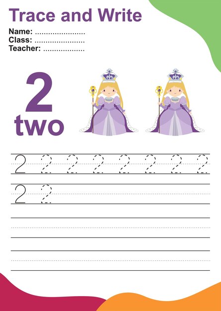 Tracer et écrire le nombre pour les enfants Exercice pour les enfants pour reconnaître le nombre Fichier vectoriel