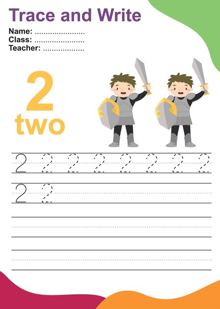 Tracer et écrire le nombre pour les enfants Exercice pour les enfants pour reconnaître le nombre Fichier vectoriel