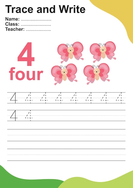Tracer et écrire un nombre pour les enfants Exercice pour que les enfants reconnaissent le nombre Activité d'écriture