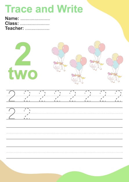 Tracer et écrire le numéro pour les enfants Exercice pour les enfants de reconnaître le numéro