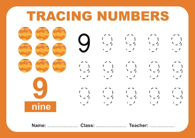 Tracer et écrire un numéro pour les enfants Exercice pour que les enfants reconnaissent le numéro