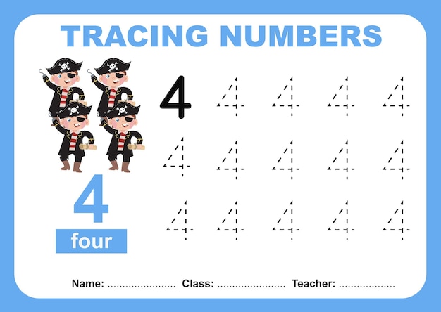 Tracer et écrire un numéro pour les enfants Exercice pour que les enfants reconnaissent le numéro