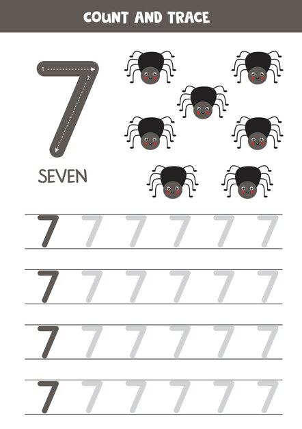 Tracer la feuille de calcul des nombres avec des insectes mignons. Trace numéro 7.