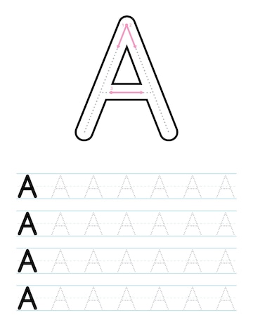 écrire des lettres. page de traçage. feuille de pratique. feuille de calcul  pour les enfants. exercice pour les écoles maternelles. apprendre  l'alphabet. personnages mignons. illustration vectorielle. style de bande  dessinée. 2880317 Art