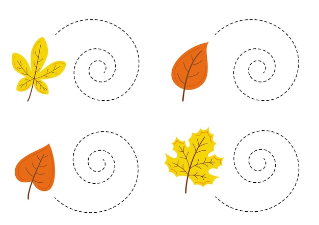 Tracer des lignes pour les enfants Feuilles dessinées à la main Pratique d'écriture