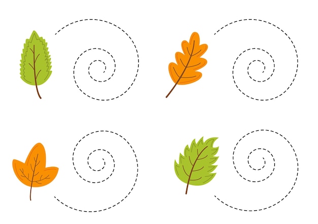 Tracer des lignes pour les enfants Feuilles dessinées à la main Pratique d'écriture