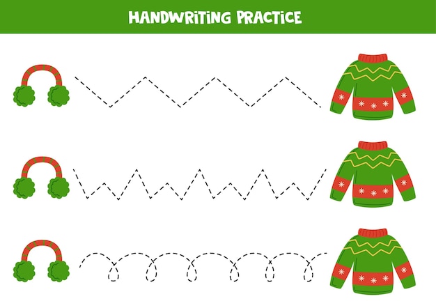 Tracer Des Lignes Pour Les Enfants Pull Moche De Noël Et Casque Pratique D'écriture