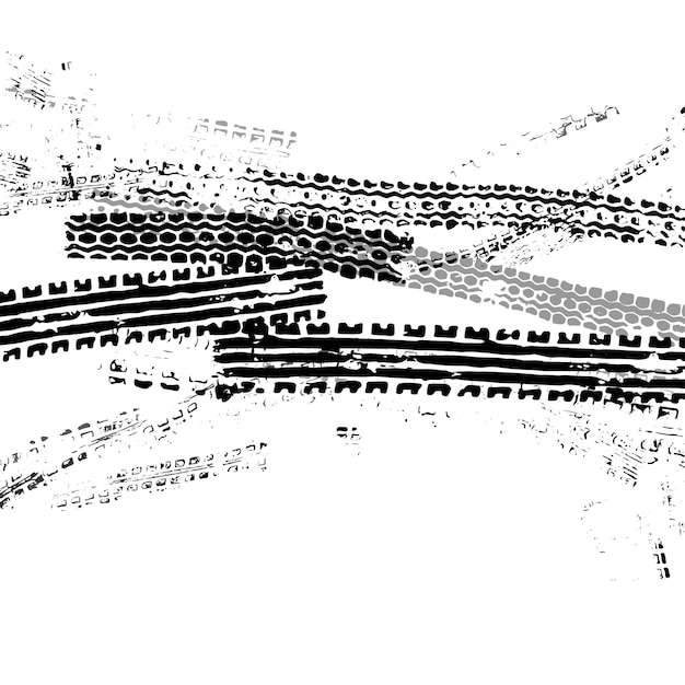 Traces de la bande de roulement d'un pneu de moto ou de vélo