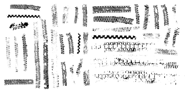 Vecteur traces de la bande de roulement d'un pneu de voiture, de moto ou de vélo.