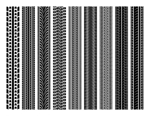 Traces de pneu sans soudure, jeu de vector marques de bande de roulement