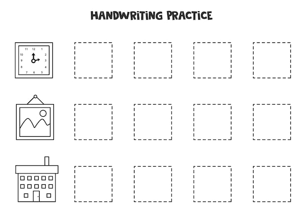 Tracez Les Contours D'objets Carrés Noirs Et Blancs. Pratique De L'écriture.