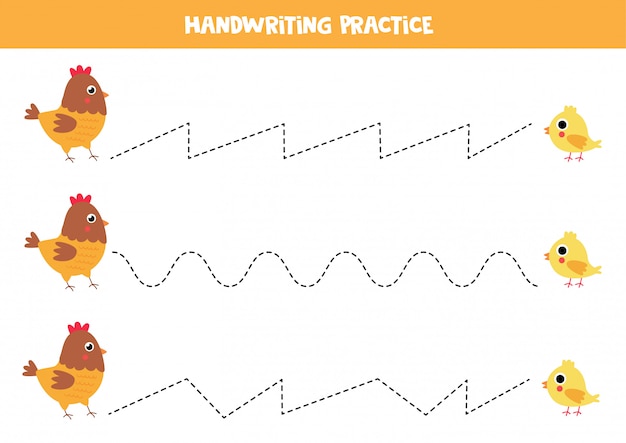 Tracez Les Lignes Entre La Poule De Bande Dessinée Et Le Poulet.