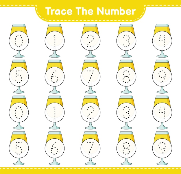 Tracez Le Numéro Numéro De Traçage Avec La Feuille De Travail Imprimable Du Jeu éducatif Cocktail Pour Enfants