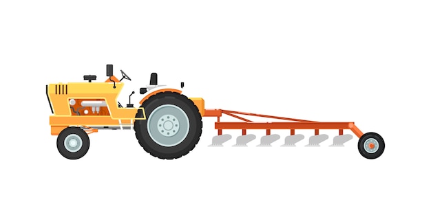 Vecteur tracteur avec illustration d'équipement de labour