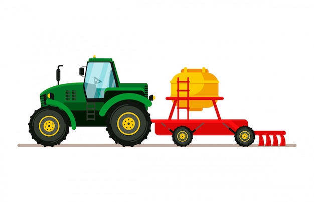 Tracteur Avec Illustration Vectorielle Plane De Semoir