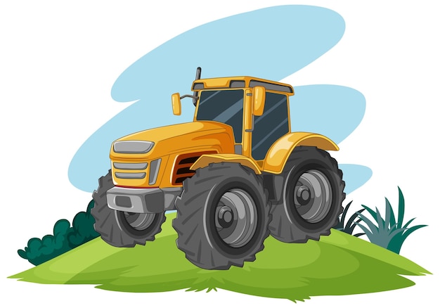 Tracteur Jaune Sur Une Colline