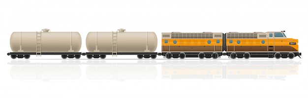 Train de chemin de fer avec illustration vectorielle locomotive et wagons