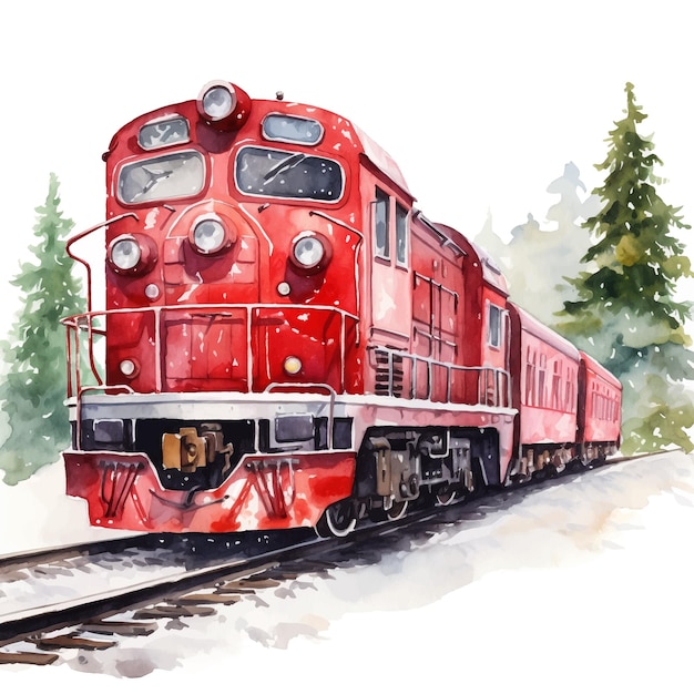 Vecteur train de noël dessiné à la main par vecteur