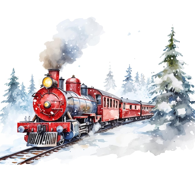 Vecteur train de noël dessiné à la main par vecteur