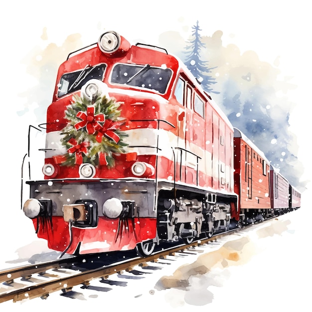 Vecteur train de noël dessiné à la main de vecteur