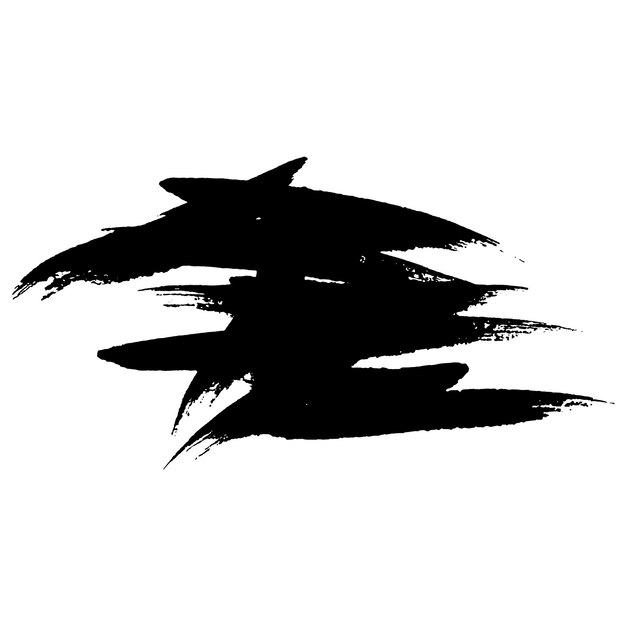 Un trait de pinceau noir peint à l'aquarelle vectorielle, un élément de conception dessiné à la main isolé sur un fond blanc.