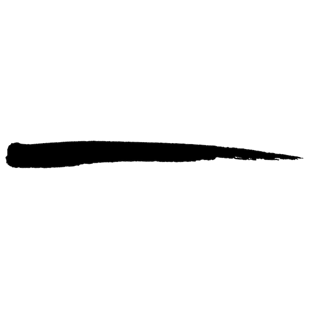 Un trait de pinceau noir peint à l'aquarelle vectorielle, un élément de conception dessiné à la main isolé sur un fond blanc.