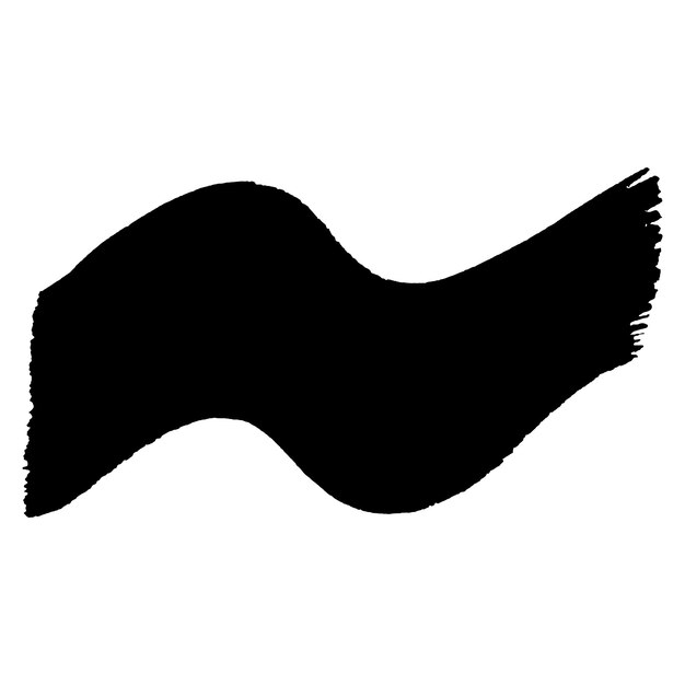 Un trait de pinceau noir peint à l'aquarelle vectorielle, un élément de conception dessiné à la main isolé sur un fond blanc.