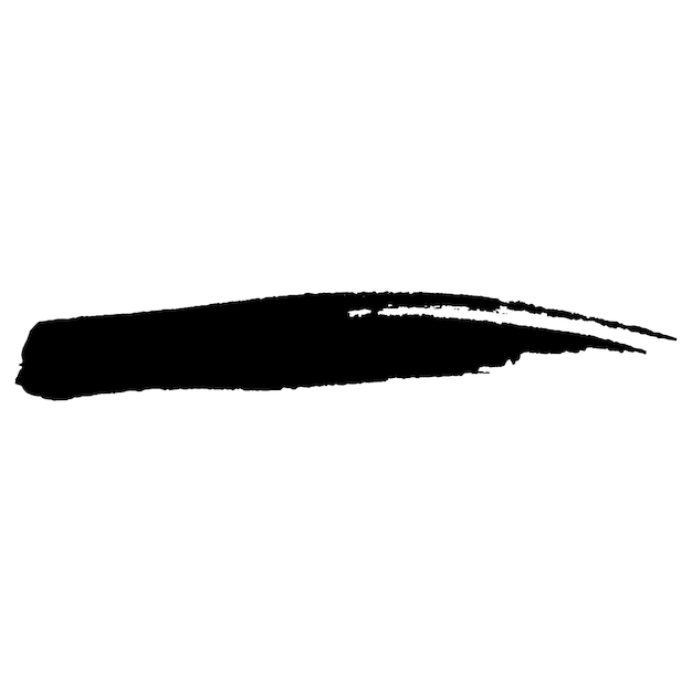 Un trait de pinceau noir peint à l'aquarelle vectorielle, un élément de conception dessiné à la main isolé sur un fond blanc.