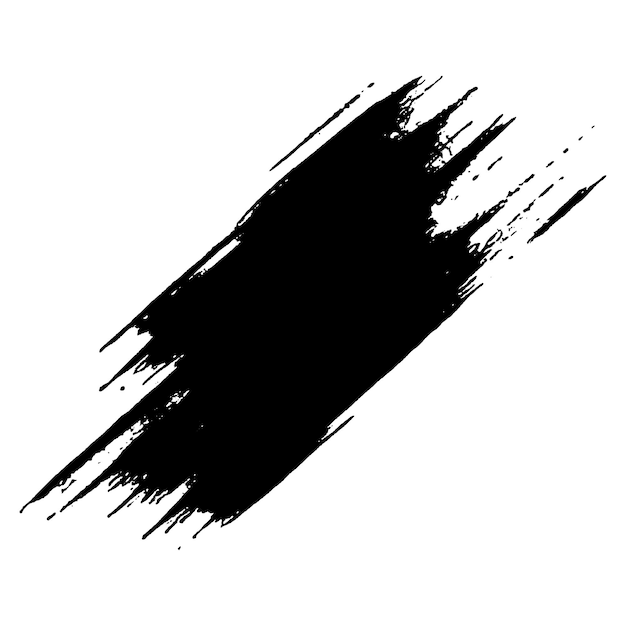 Un trait de pinceau noir peint à l'aquarelle vectorielle, un élément de conception dessiné à la main isolé sur un fond blanc.