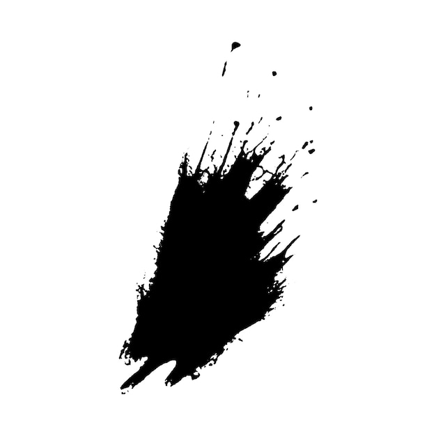 Un trait de pinceau noir peint à l'aquarelle vectorielle, un élément de conception dessiné à la main isolé sur un fond blanc.